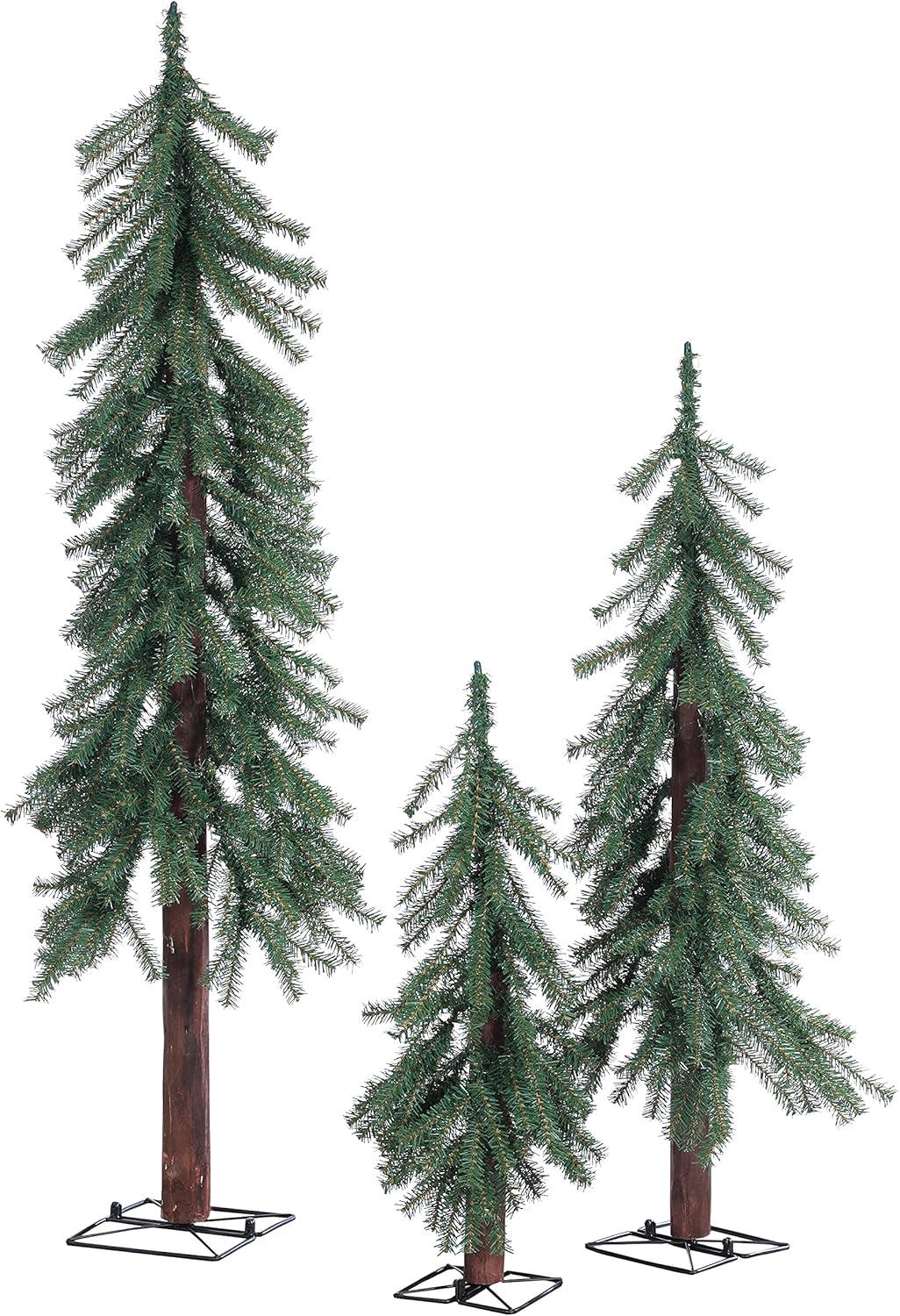 Unlit Rustic Alpine Trees Set of 3