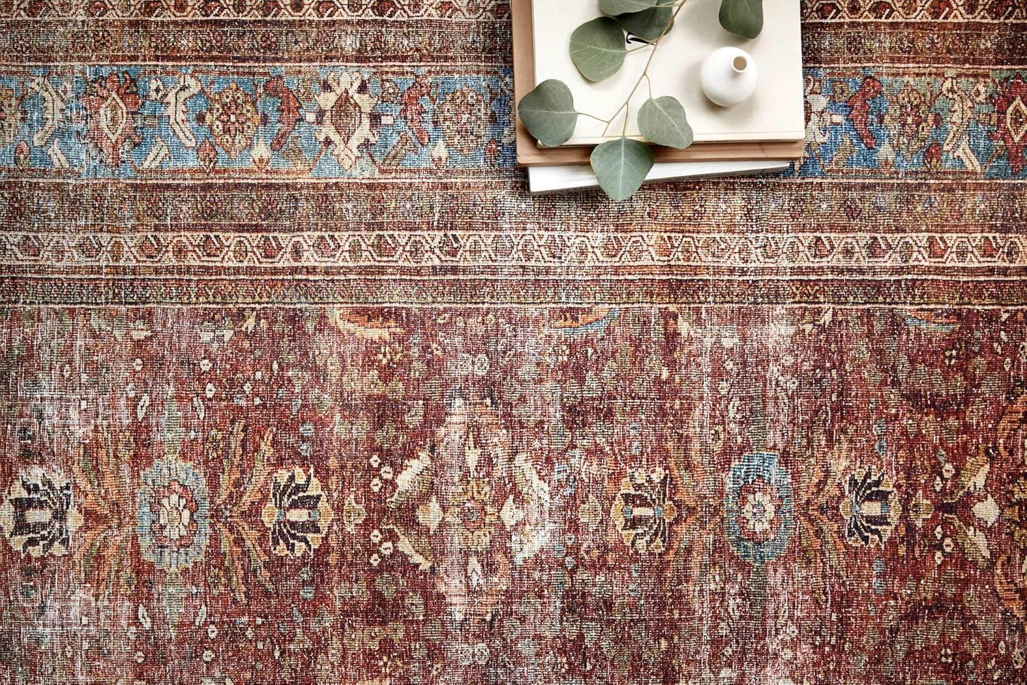 Loloi II Layla Printed Oriental Distressed Brick / Blue Area Rug