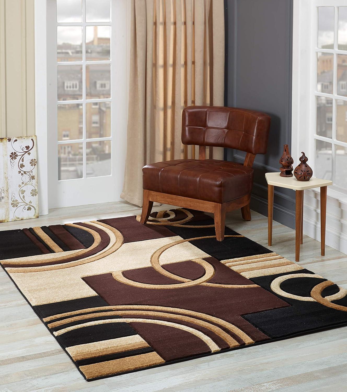 GLORY RUGS Area Rug Modern Soft Hand Carved Contemporary Floor Carpet with Premium Fluffy Texture for Indoor Living Dining Room and Bedroom Area (4x6, Turquoise)