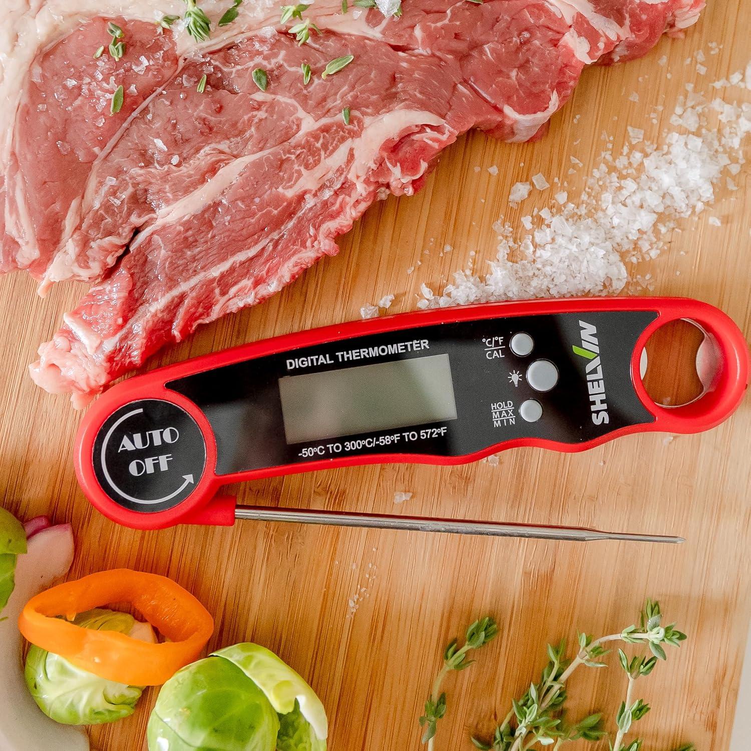 Red Digital Meat Thermometer with Bottle Opener