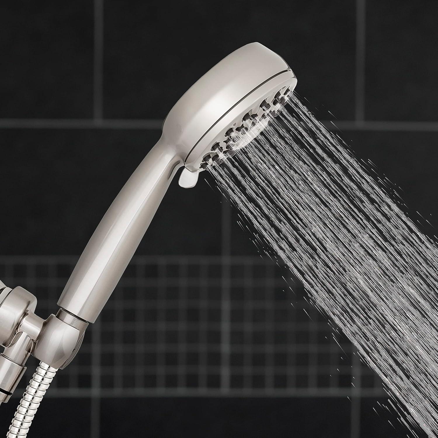 High Pressure Hand Held Shower Head With Hose, PowerPulse Massage 7-Mode, Brushed Nickel XPB-769ME