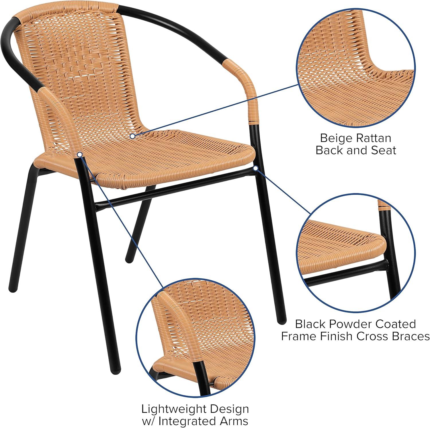 Flash Furniture Lila 2 Pack Rattan Indoor-Outdoor Restaurant Stack Chair