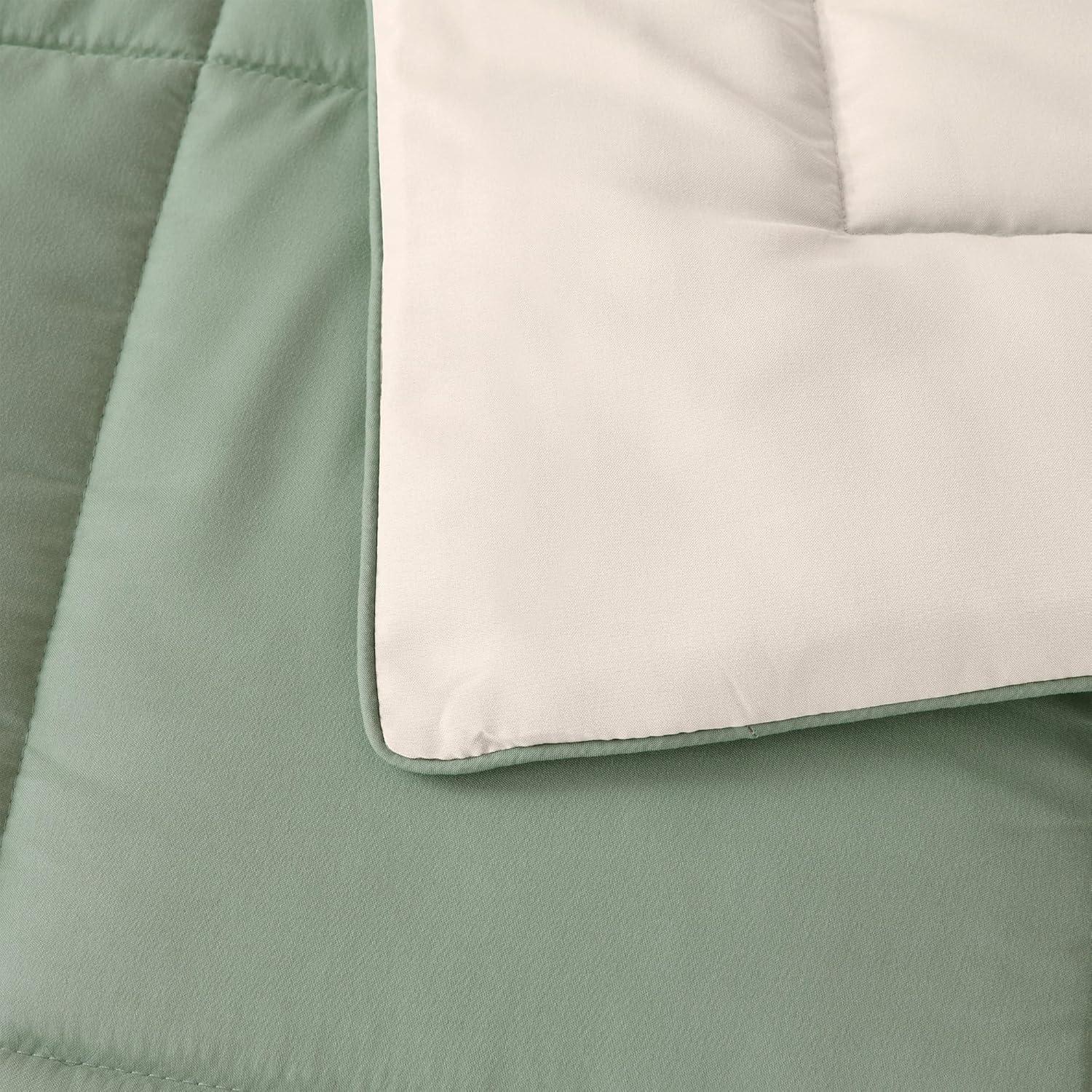 Full Sage and Sand Reversible Down Alternative Comforter Set