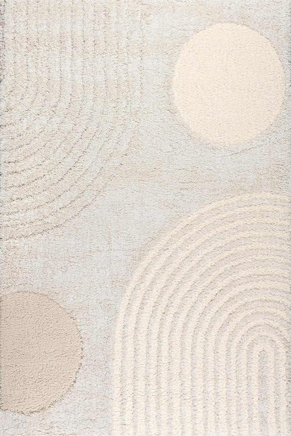 Nuloom Gloria Abstract 6'7"x9' Shag Indoor Area Rug for Living Room Bedroom Dining Room Nursery, Beige