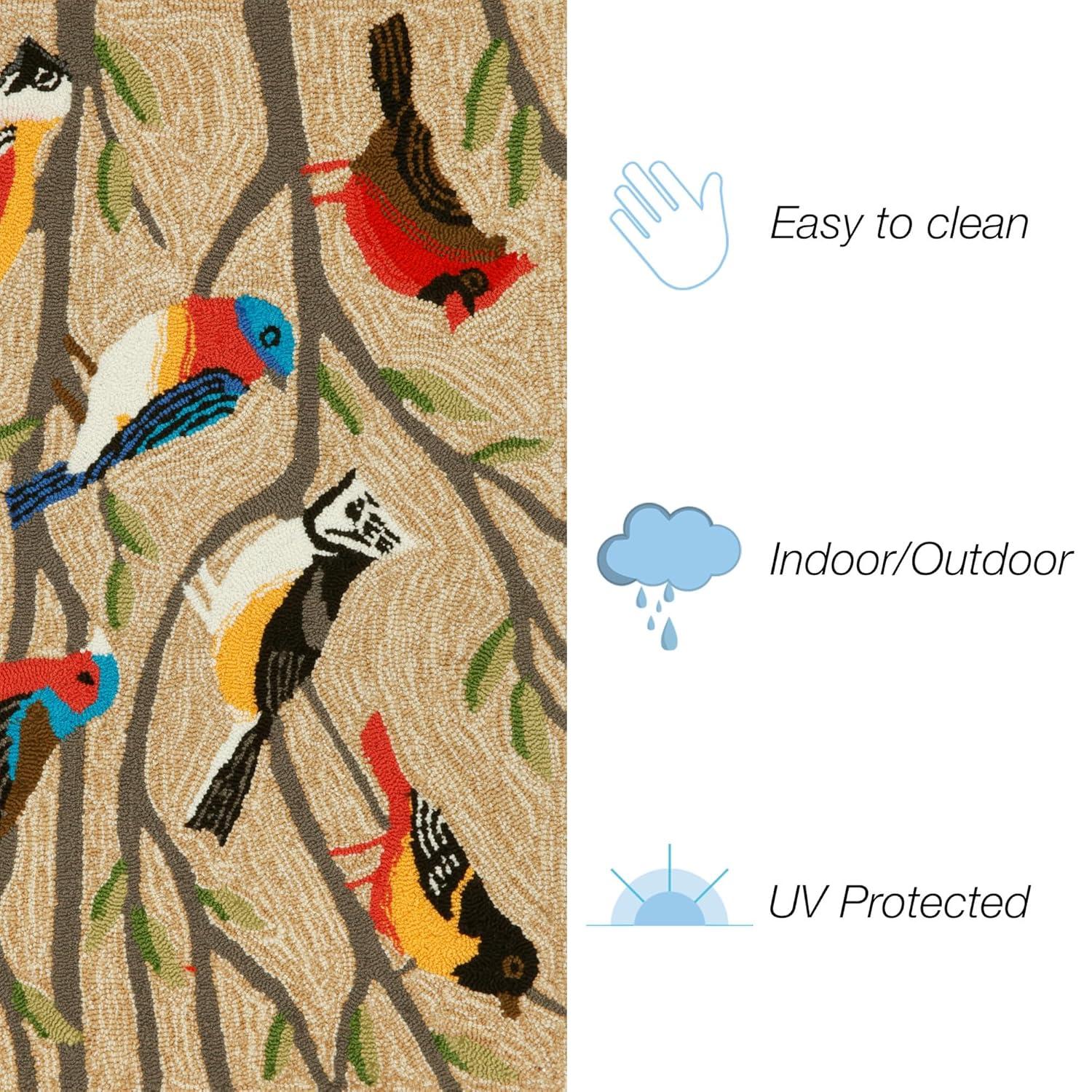 Liora Manne Frontporch Birds Indoor/Outdoor Rug Neutral 2'6" x 4'