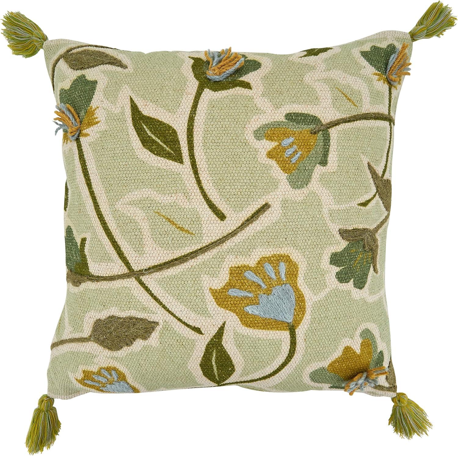 Kasbar Floral Cotton Throw Pillow