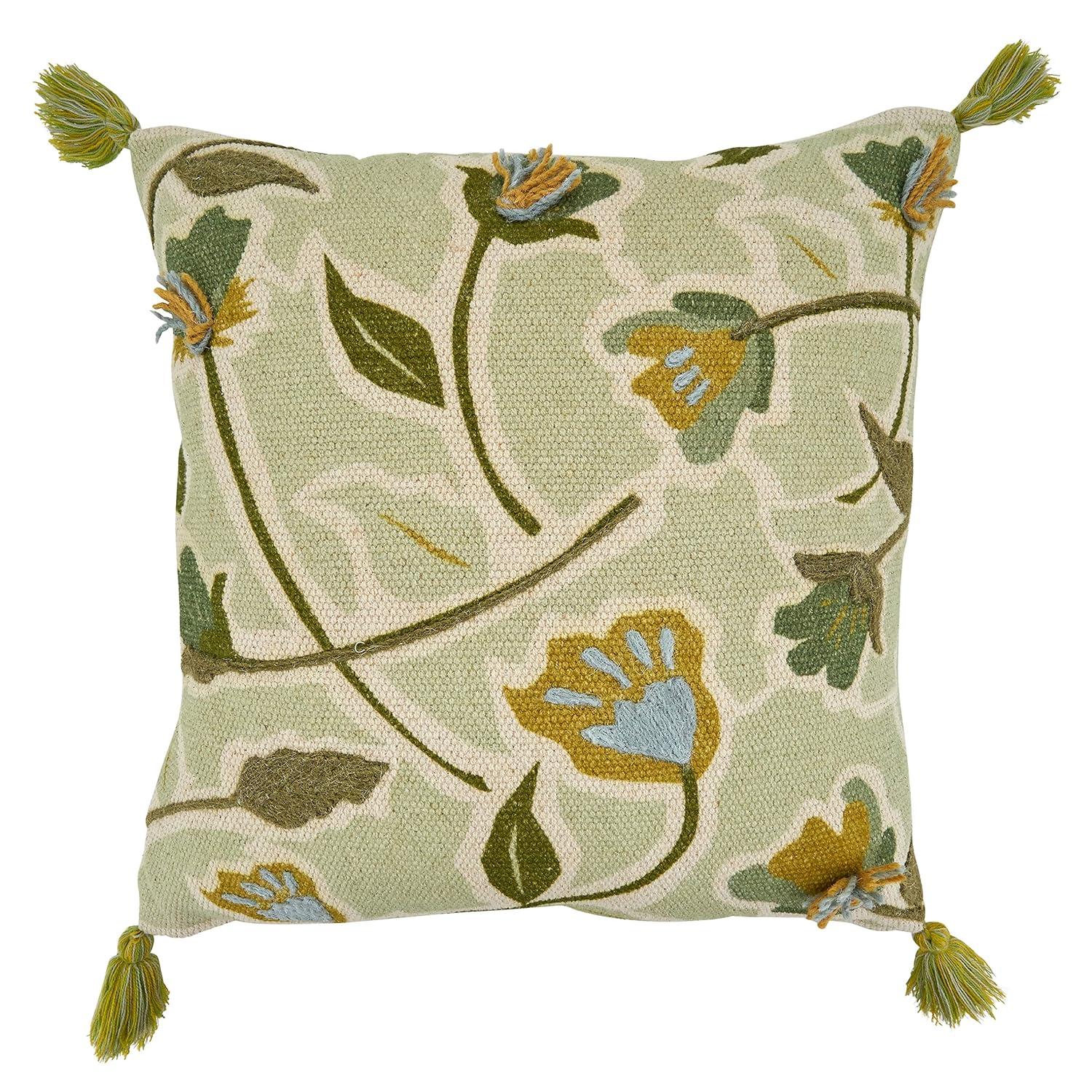 Saro Blossom Collection Floral Cotton Throw Pillow