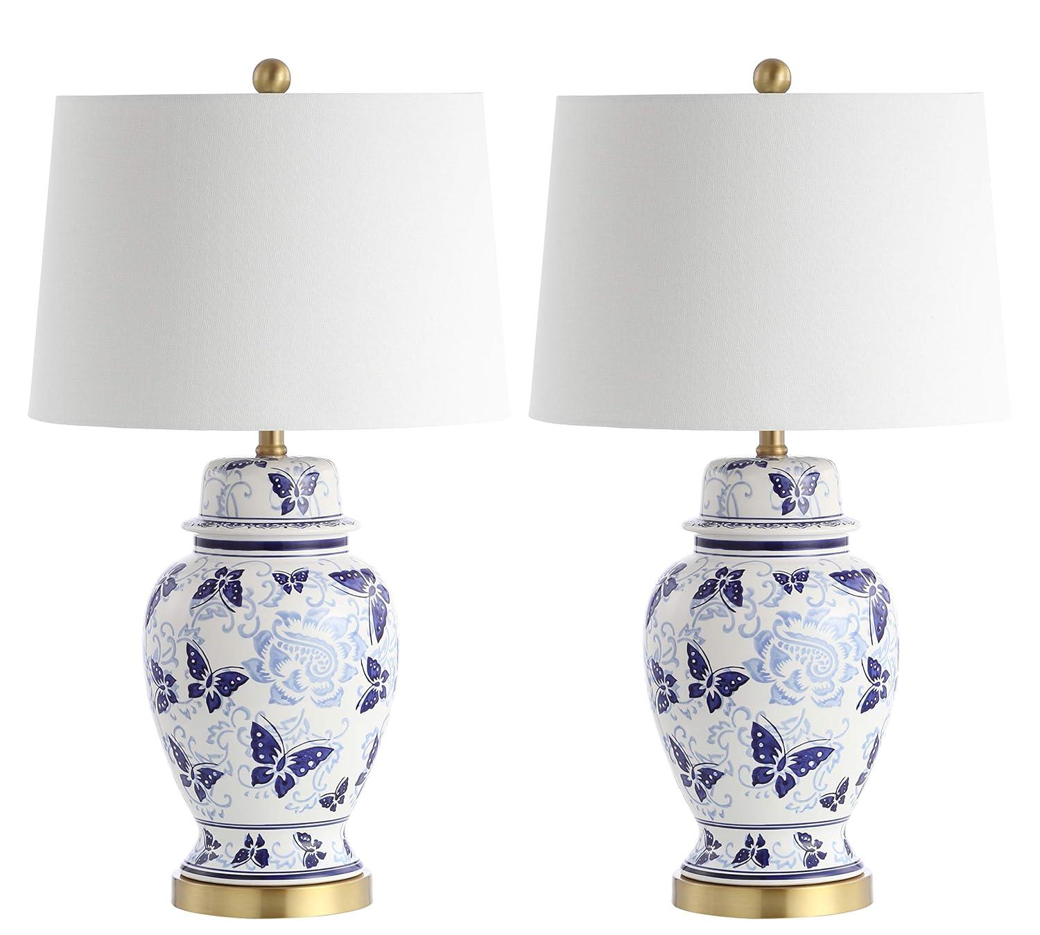 Hana Tbale Lamp (Set of 2) - 28 Inch Height - TBL4160 - Blue/White - Safavieh