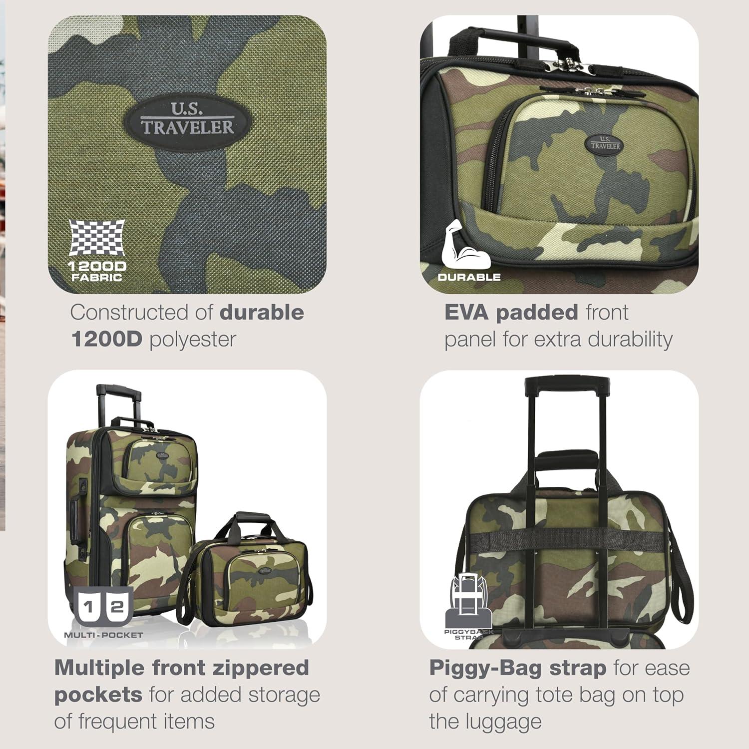 U.S. Traveler Rio 2pc Expandable Softside Carry On Luggage Set - Camouflage