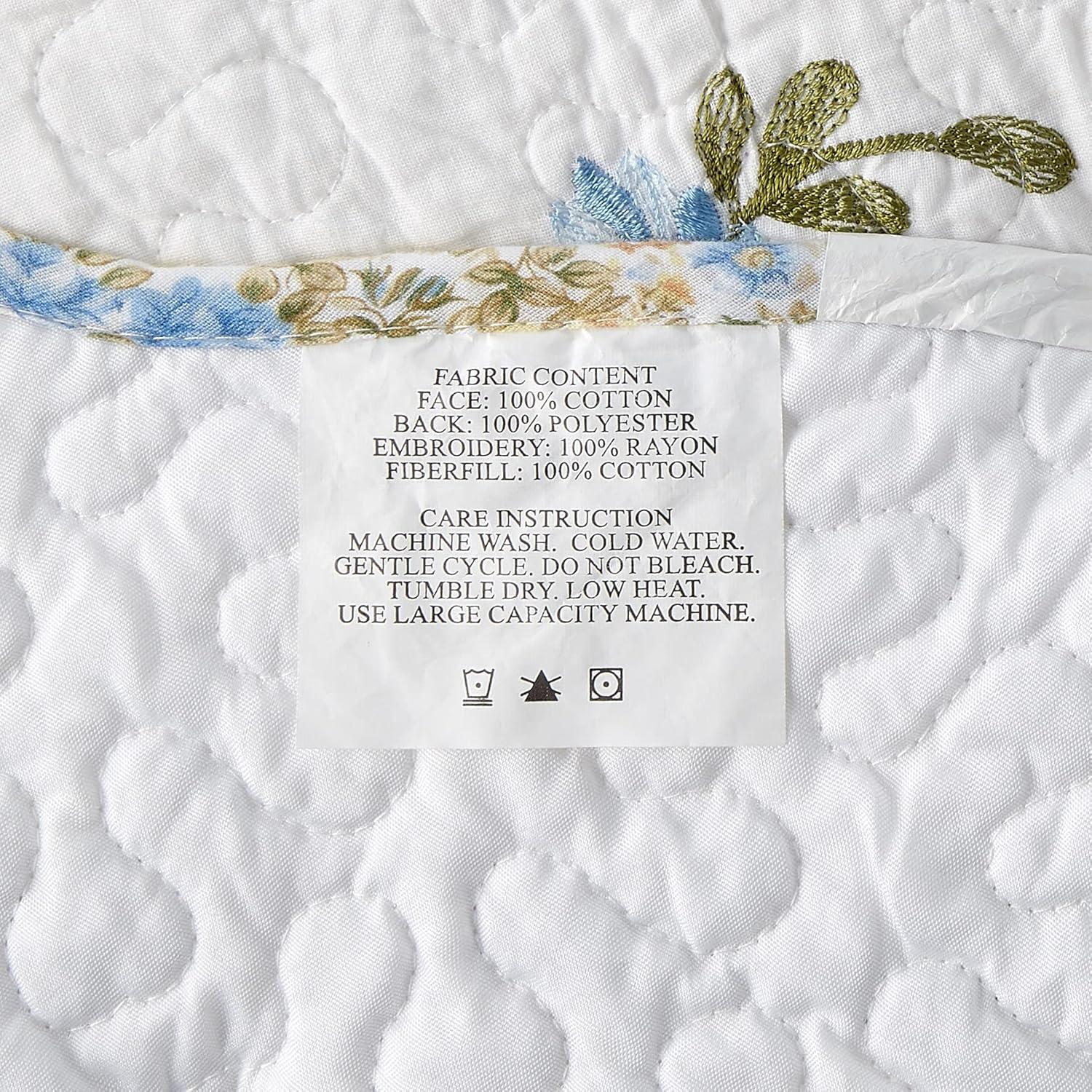 Modern Heirloom Heather Floral Embroidered Single Bedspread
