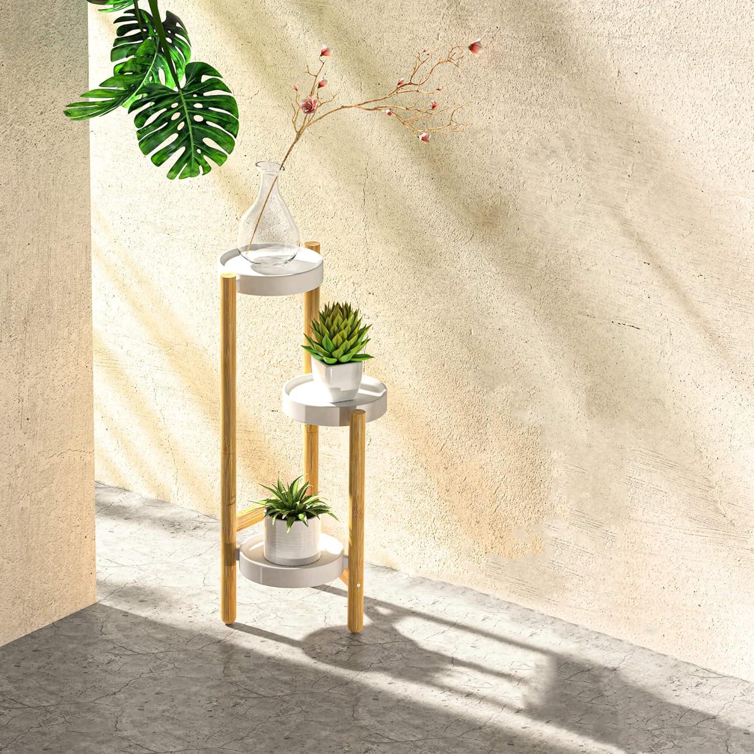 Corner Plant Stand Indoor, 3 Tier Tall Bamboo Plant Stand Holder & Plant Shelf Display Rack for Indoor Home Decor (3 Tier Stand)