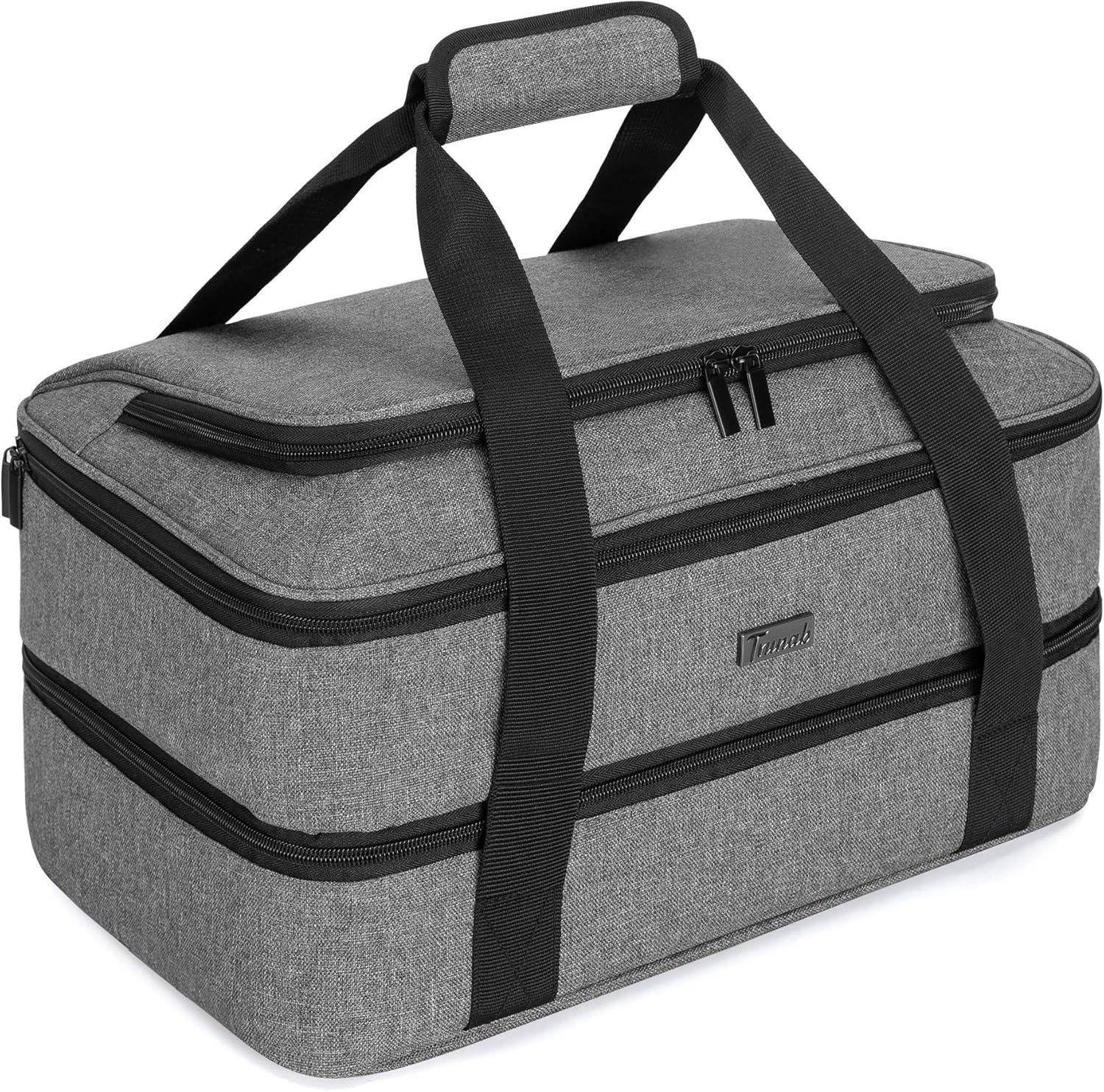 Gray Double Decker Insulated Food Carrier Bag