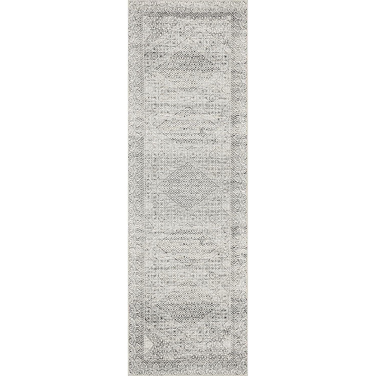 Nuloom Hart Abstract Pet Friendly Machine Washable Area Rug, Runner 2' 6" x 12', Grey