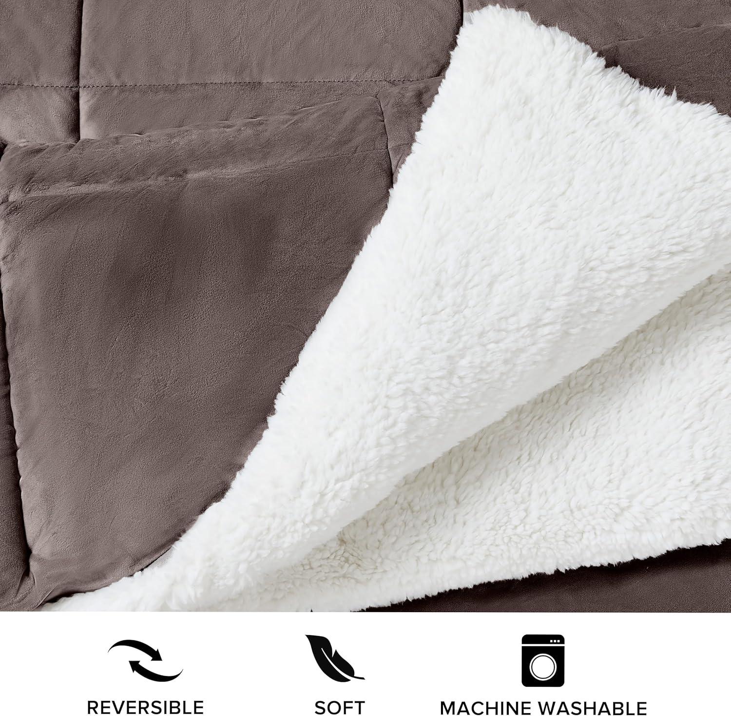 Queen Brown Reversible Down Alternative Comforter Set