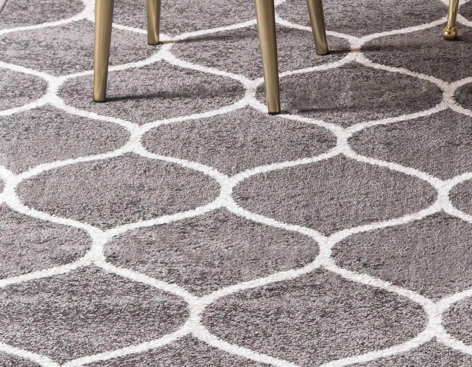 Unique Loom 2' 0 x 6' 0 Trellis Frieze Rounded Dark Gray Area Rug