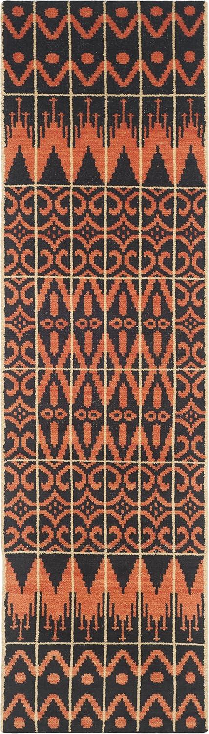 Union Rustic Alimatou Hand Knotted Wool/Cotton Southwestern Rug in Orange/Black