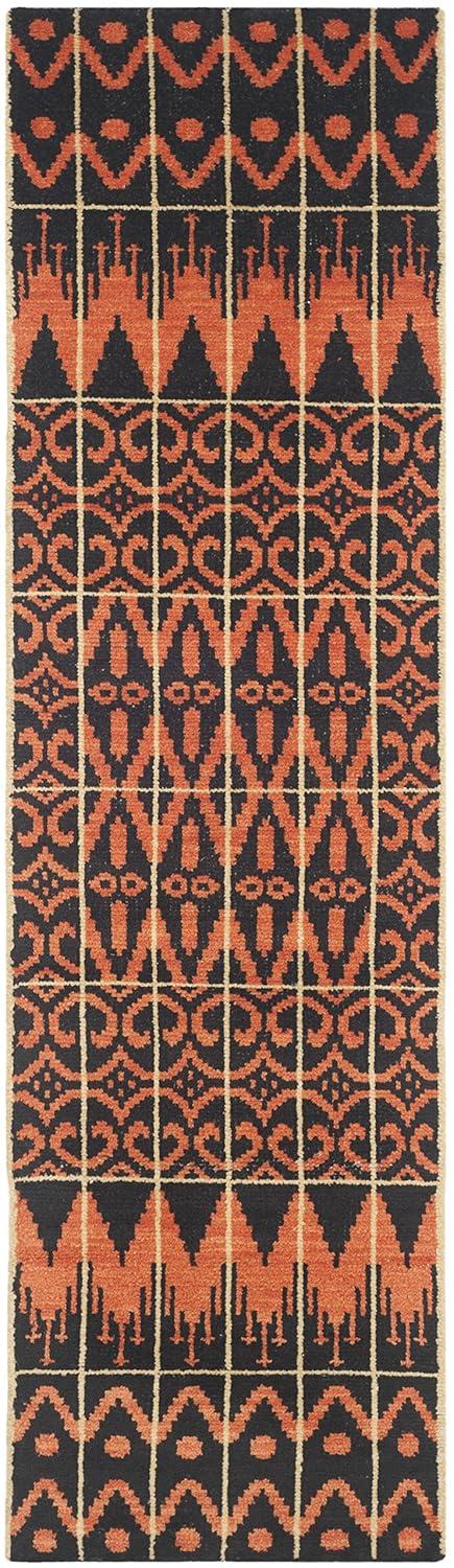 Union Rustic Alimatou Hand Knotted Wool/Cotton Southwestern Rug in Orange/Black