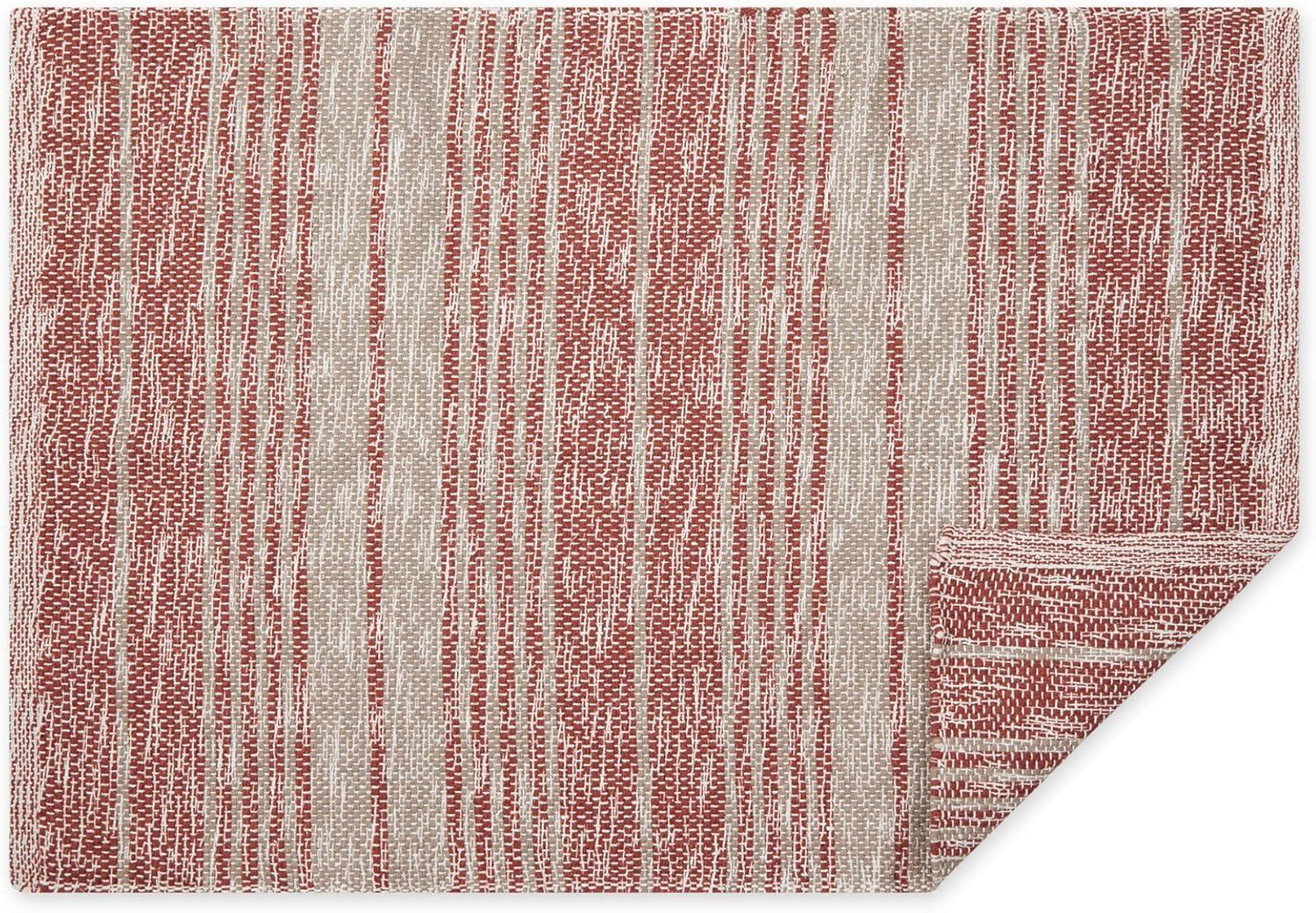 Variegated Cinnamon Stripe Handwoven Recycled Cotton Yarn Rug 2x3 Ft