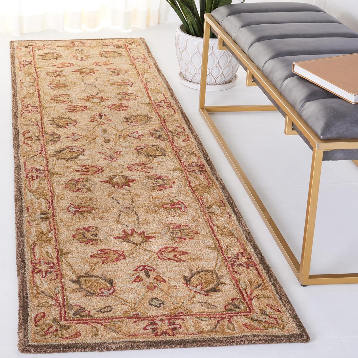 Beige Handmade Wool Tufted Traditional Runner Rug, 2'3" x 14'