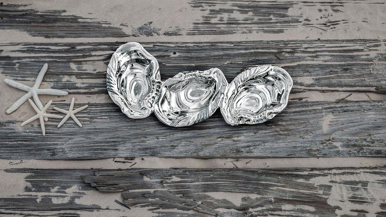 Triple Oyster Shell Aluminum Dip Bowl