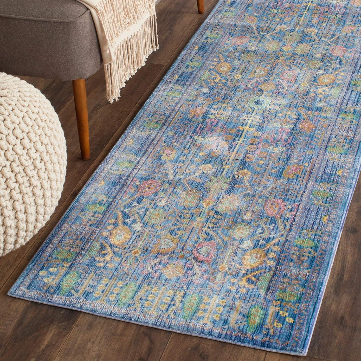 SAFAVIEH Valencia Collection Area Rug - 5' x 8', Steel Blue, Boho Chic Distressed Design, Non-Shedding & Easy Care, Ideal for High Traffic Areas in Living Room, Bedroom (VAL108S)