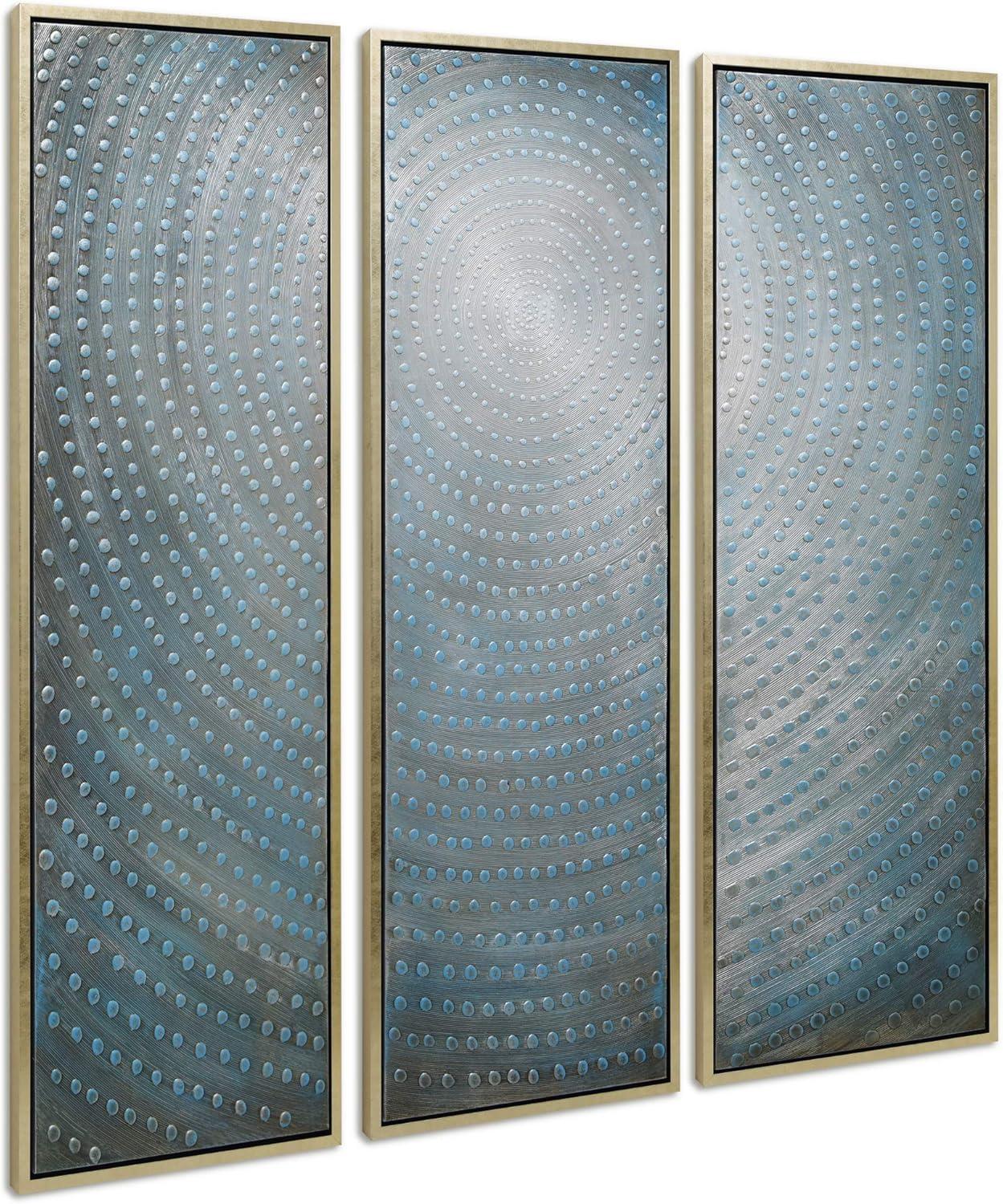 Empire Art Direct Concentric Textured Metallic Hand Painted Triptych Wall Art, 60" x 20" x 1.5", Ready to Hang