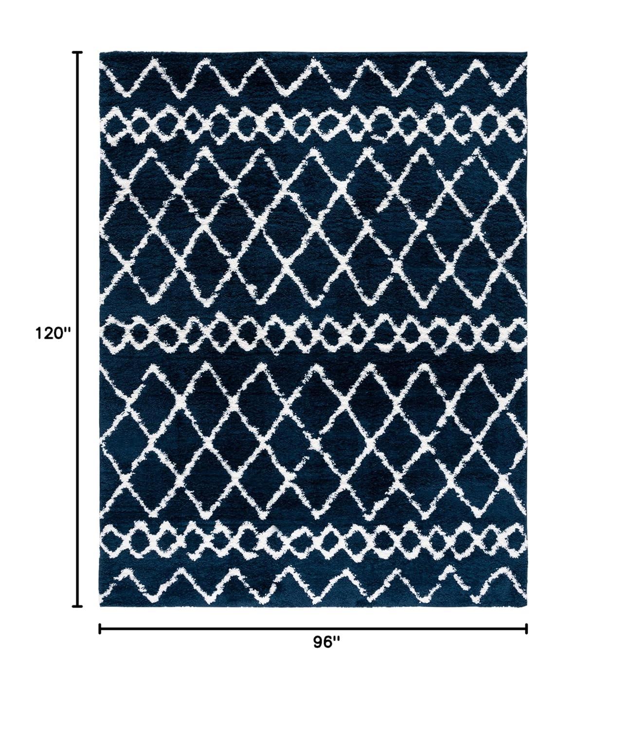 Berber Shag BER165 Power Loomed Indoor Area Rug - Navy/Ivory - 8'x10' - Safavieh