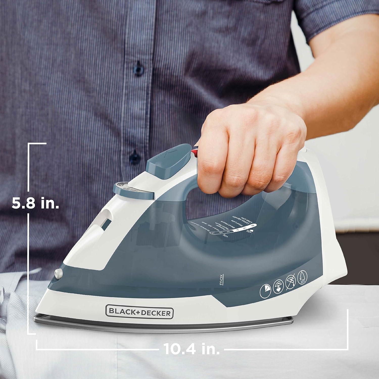 BLACK+DECKER BLACK+DECKER Easy Steam Compact Iron for Clothes, Automatic Shutoff, Nonstick Plate, Light Weight, 1200 Watts