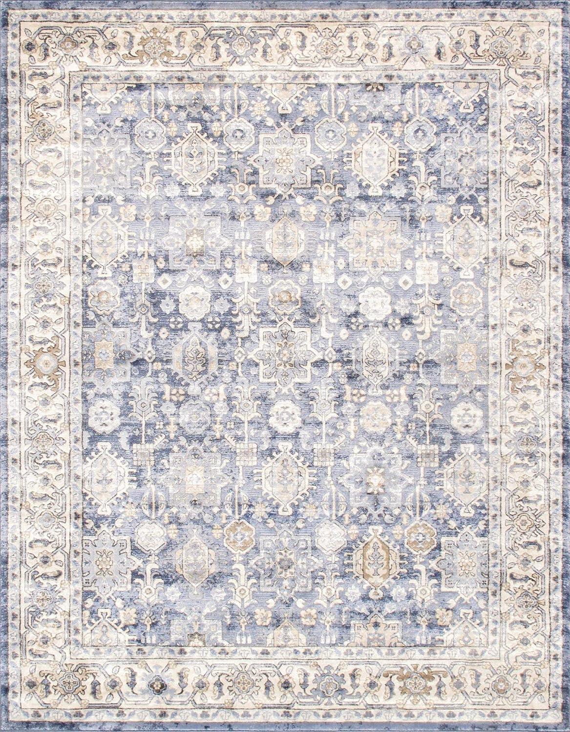 Pasargad Amadeus Power Loom Oriental Area Rug in Blue/Ivory