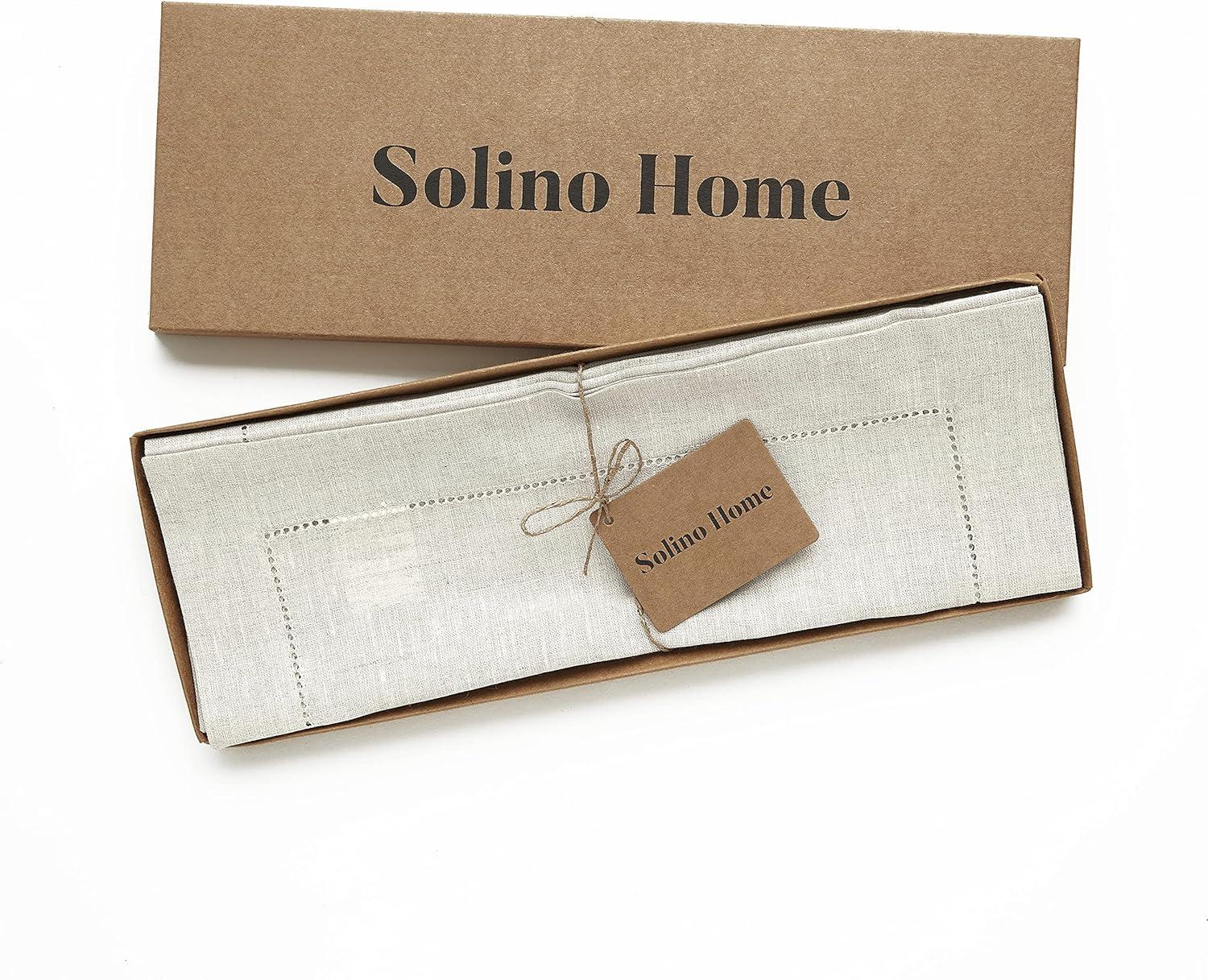 Solino Home 100% Pure Linen Hemstitch Placemats - Classic Hemstitch (Set of 4)
