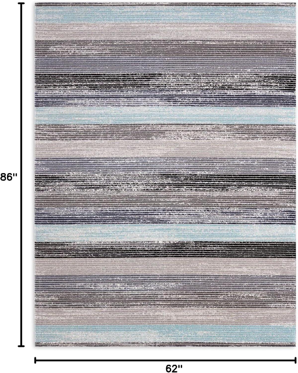 Nicole Miller New York Patio Sofia Estelle Contemporary Striped Indoor/Outdoor Area Rug, Gray/Blue