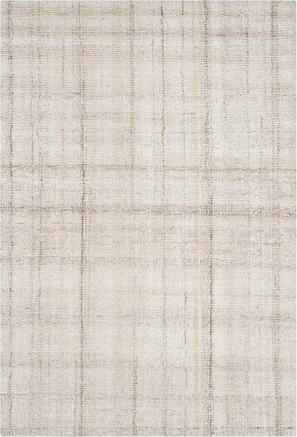 Hand-Tufted Ivory & Beige Abstract Wool Blend 3' x 5' Area Rug