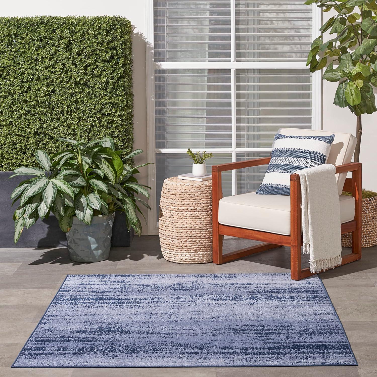 Nourison Essentials 5' x square Denim Modern Indoor/Outdoor Rug
