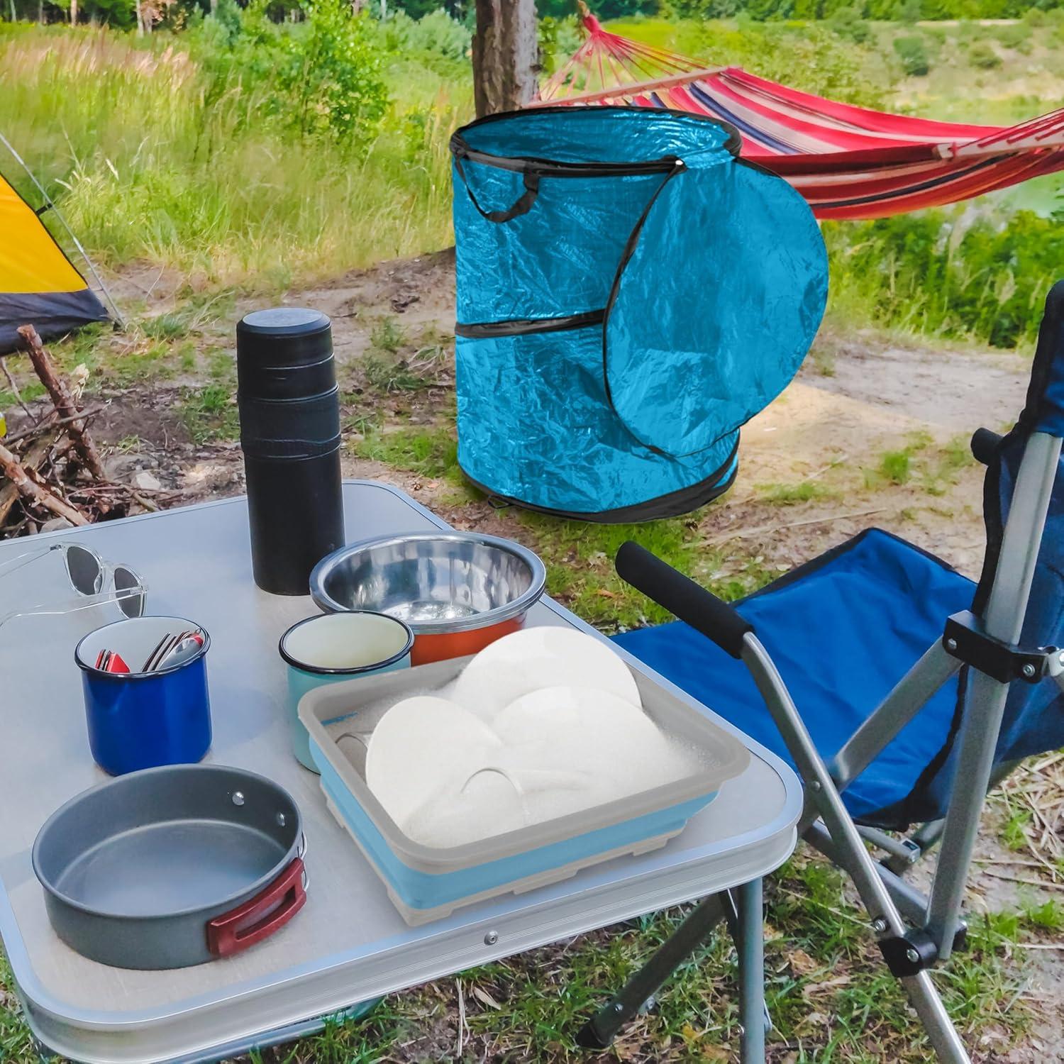 wakeman Wakeman Collapsible Pop Up Trash Can with Zippered Lid - Recycle Bin for Camping or Parties