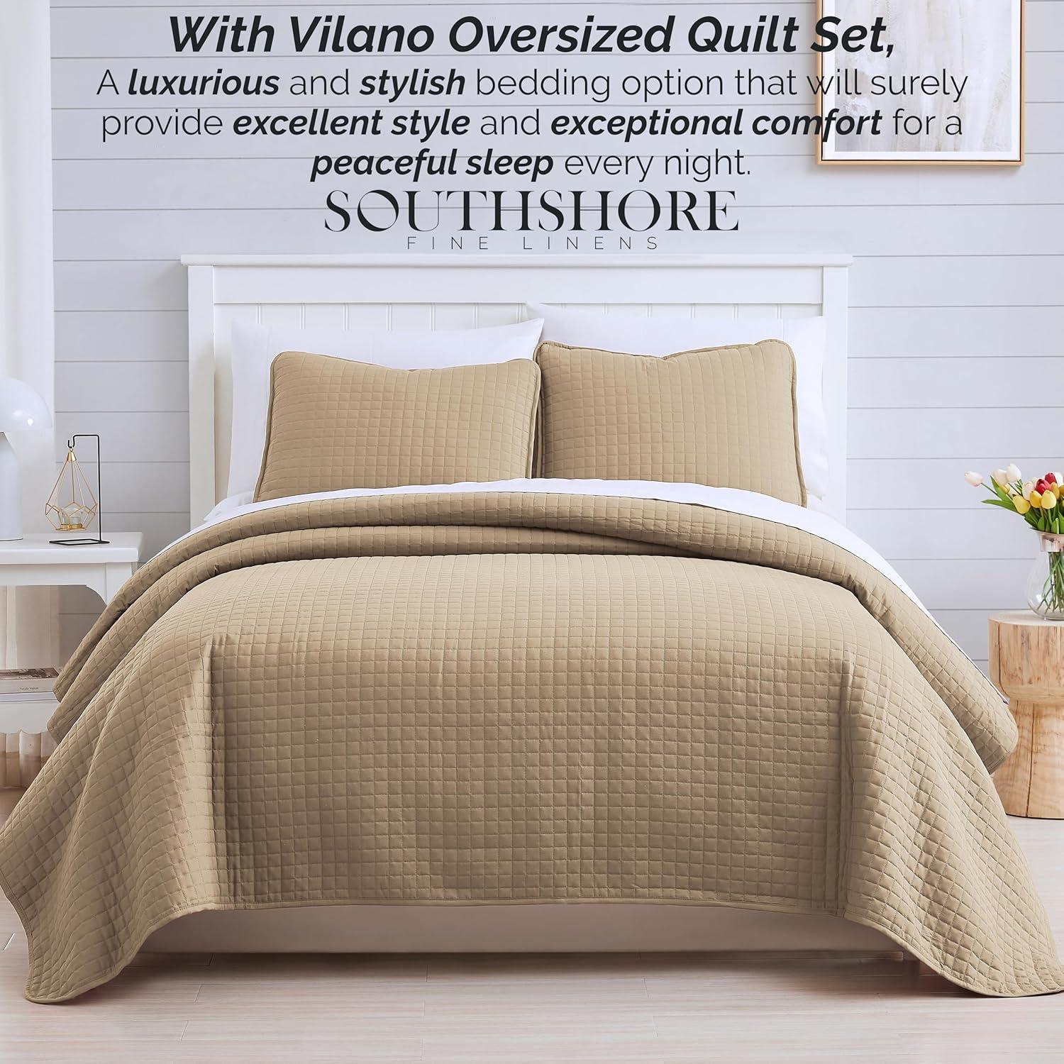 Southshore Fine Living, Inc. Oversized, Lightweight, Square embroidered Quilt Set