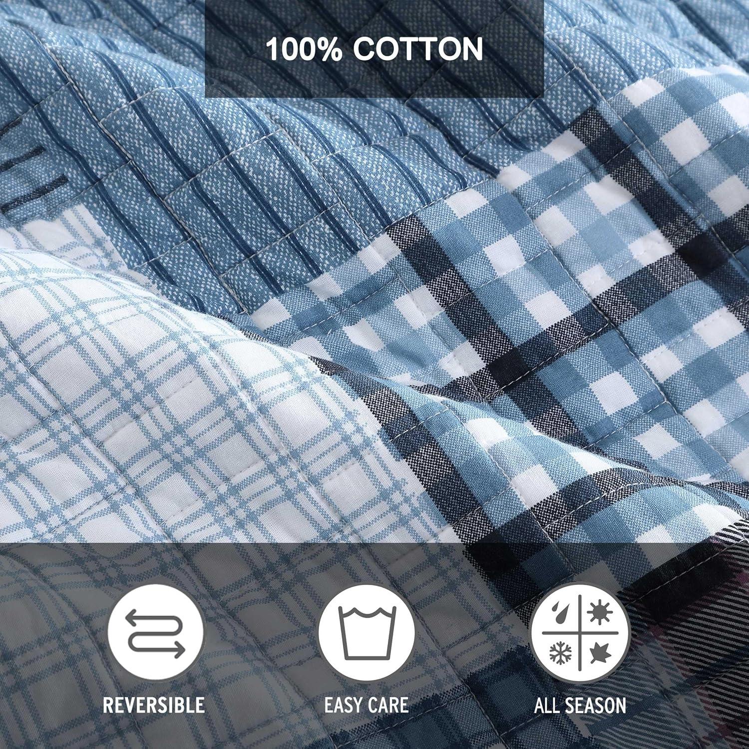 Eddie Bauer Hawthorne 100% Cotton Quilt Set Blue