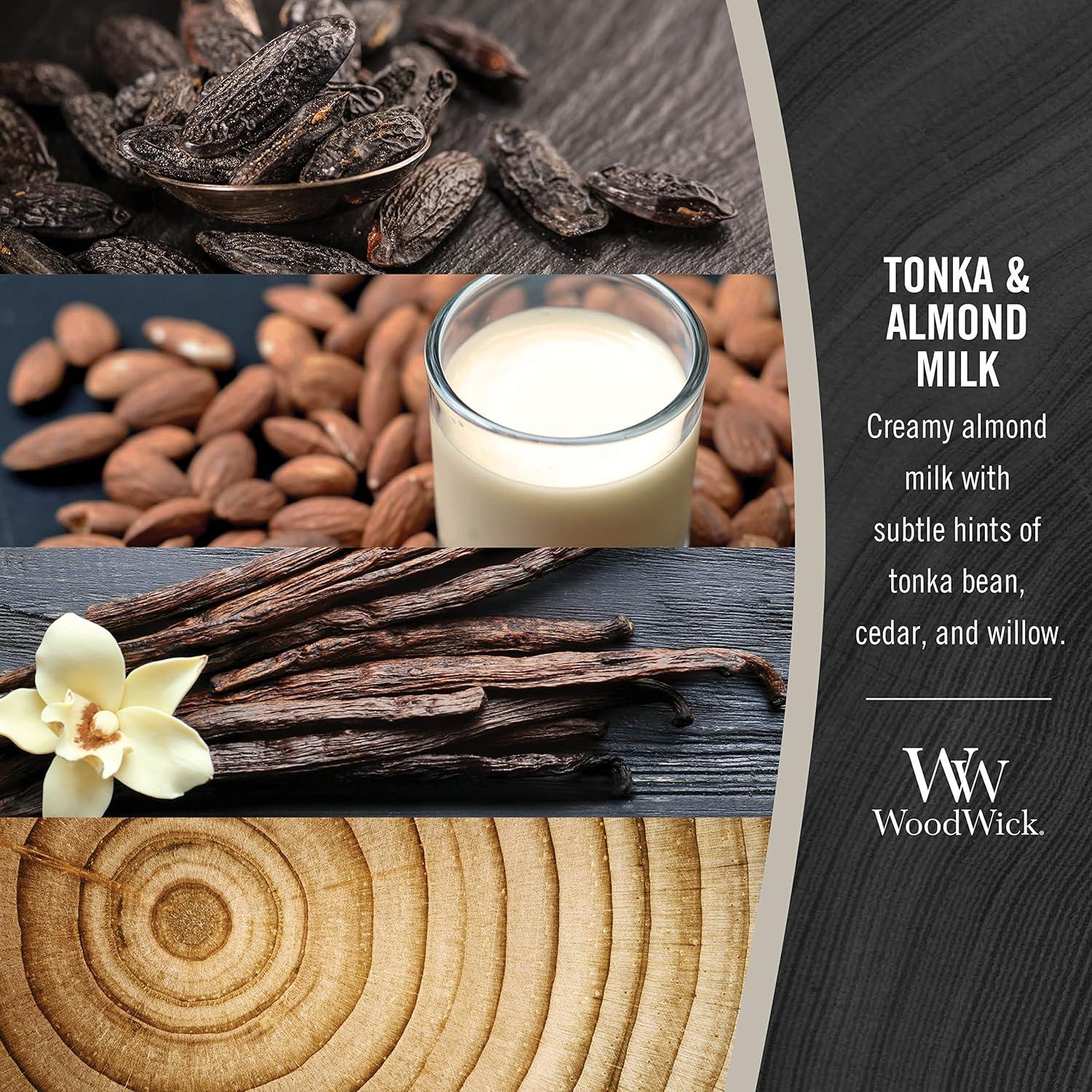 Woodwick Large Hourglass Candle, Tonka & Almond Milk, 21.5 oz