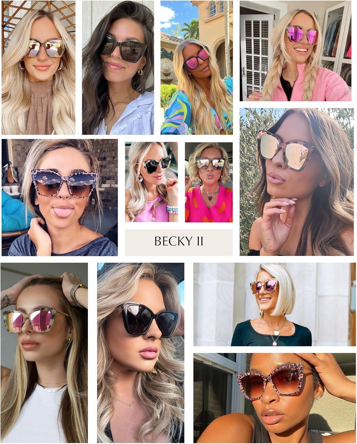 Oversized Cat Eye Cream Tortoise Sunglasses with Pink Mirrored Lenses