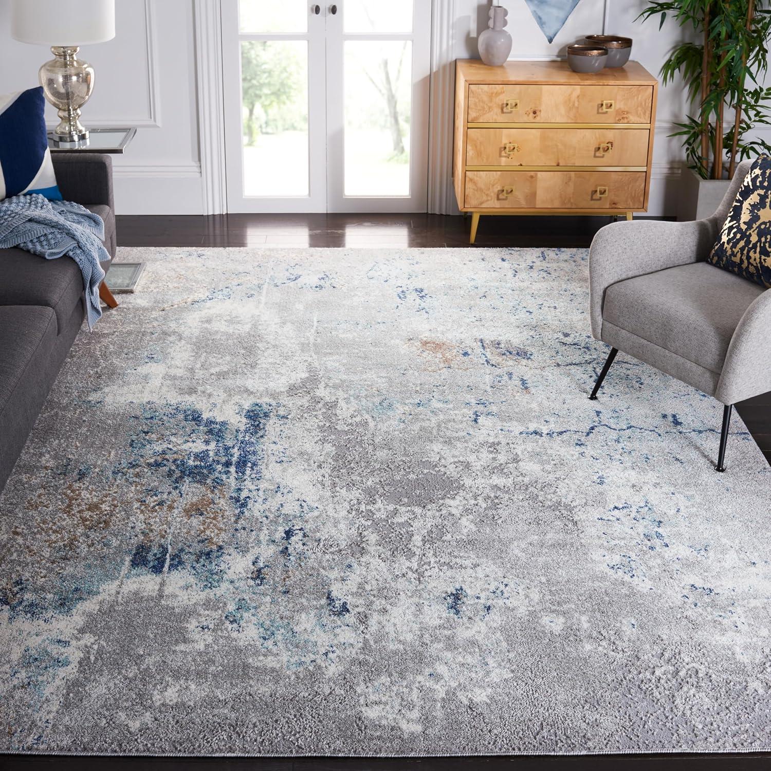 Aston ASN708 Power Loomed Indoor Area Rug - Grey/Blue - 8'x10' - Safavieh