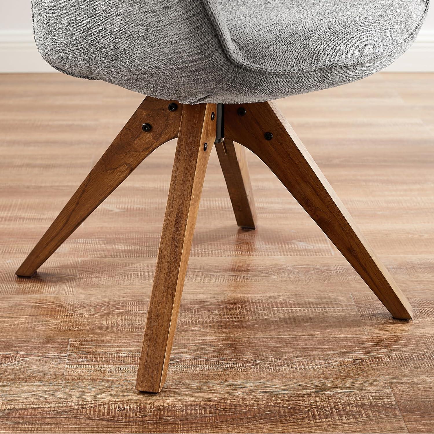 Grey Fabric and Wood Swivel Accent Arm Chair