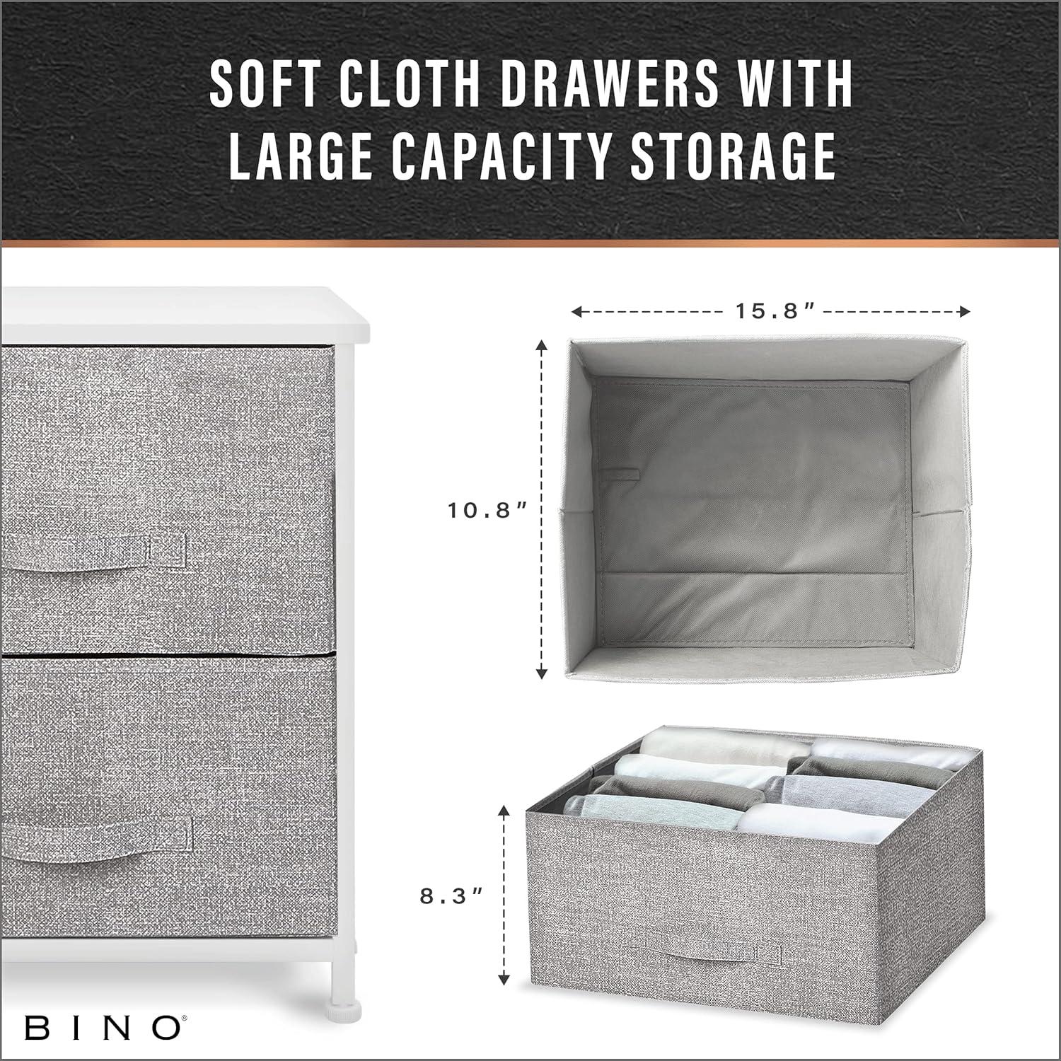 Bigroof Dresser Storage Organizer, Fabric Drawers Closet of Drawers Storage Unit for Bedroom Steel Frame Wood Top(Light Gray-7 Drawers)