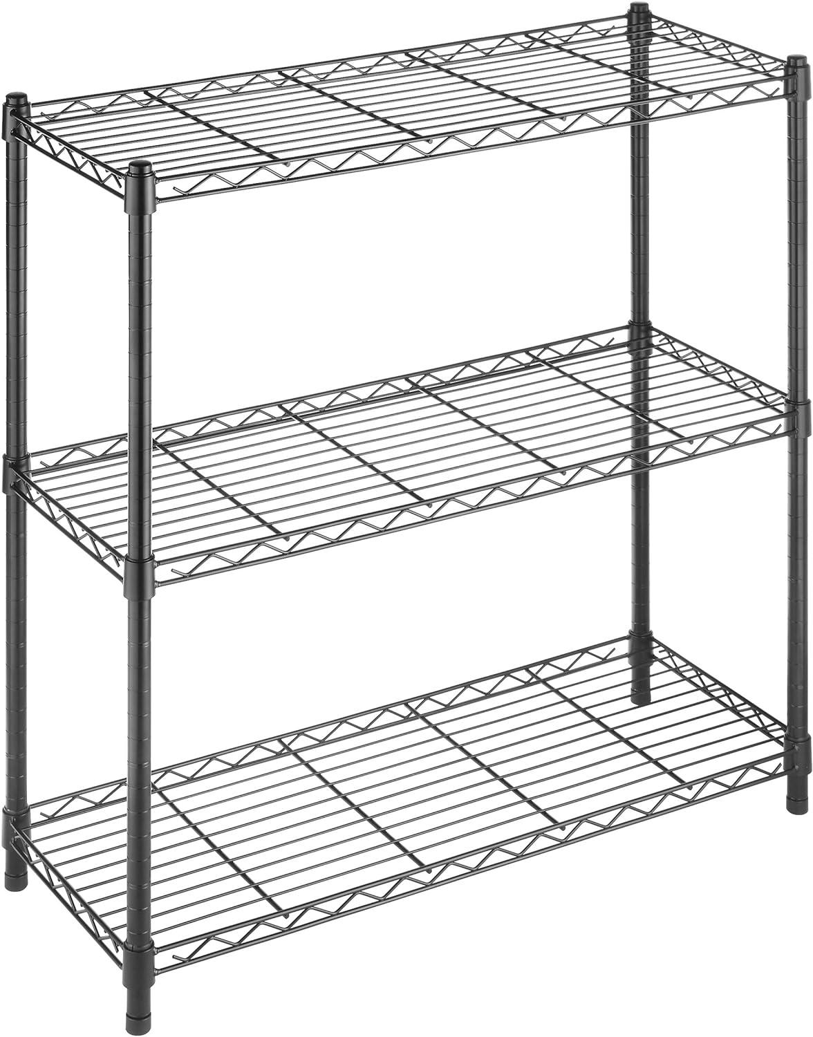 Whitmor Supreme 3 Tier Wire Shelving Black, 350 lb Capacity