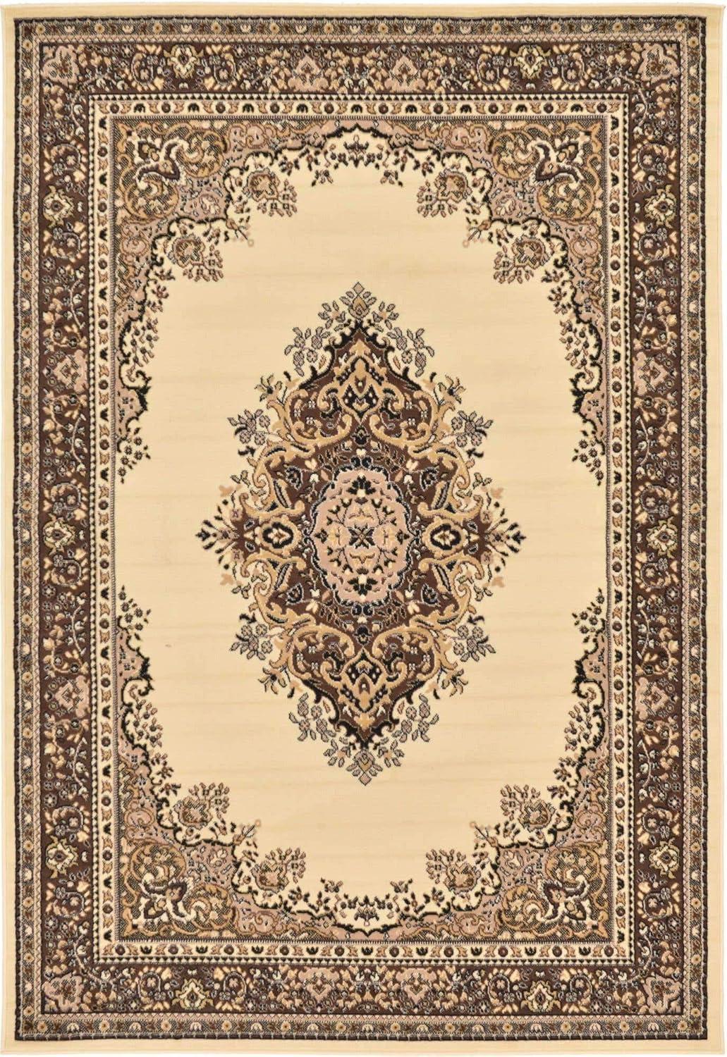 Rugs.com Amaya Collection Rug – 6' x 9' Ivory Medium Rug Perfect For Bedrooms, Dining Rooms, Living Rooms