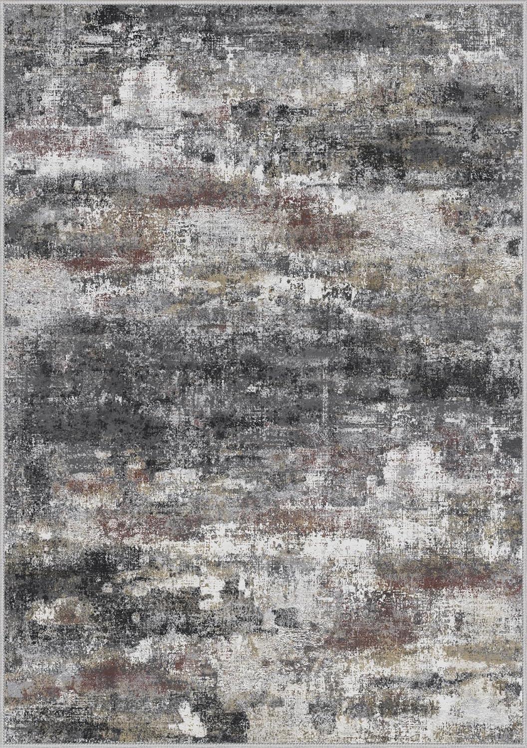 abyNow Rustic Textures Abstract Modern Indoor Area Rug-8' x 10'-Rusty Grey