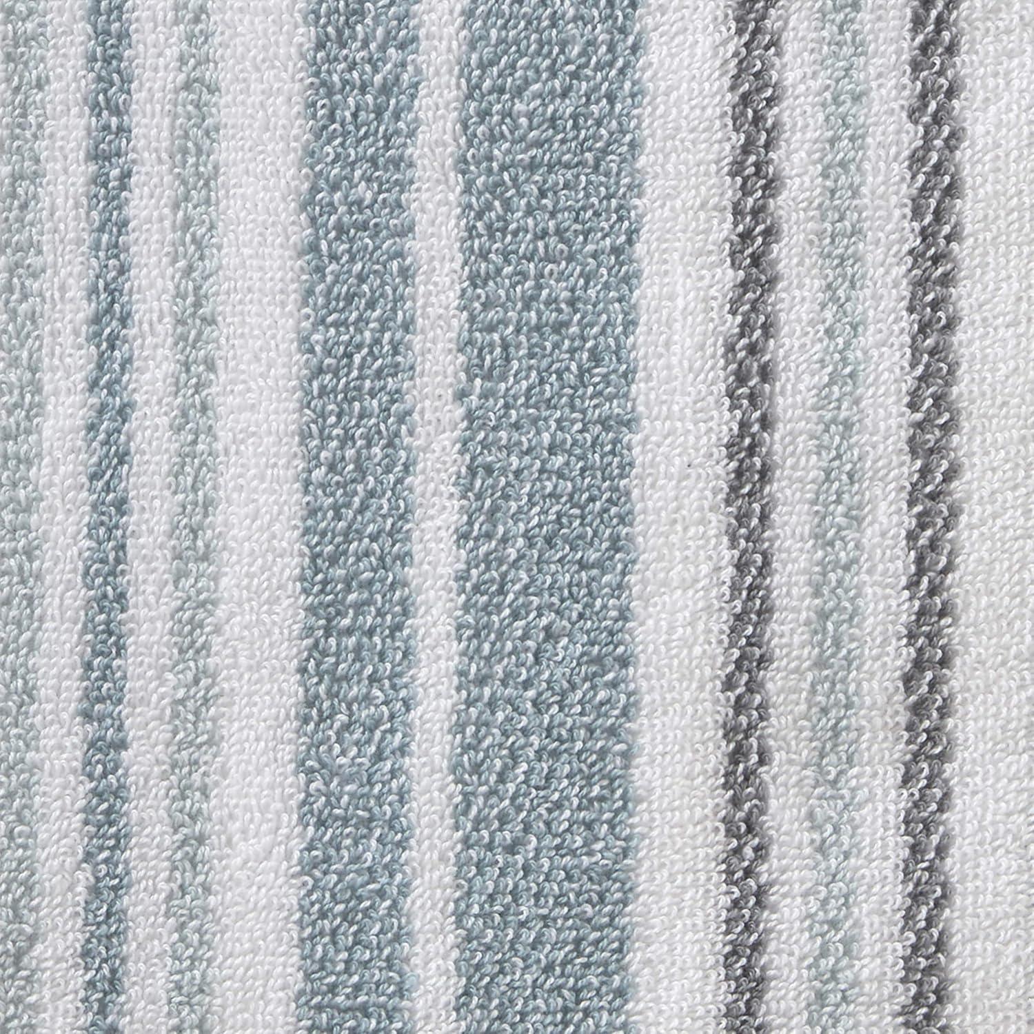 Aqua Blue Striped Cotton Bath Towel