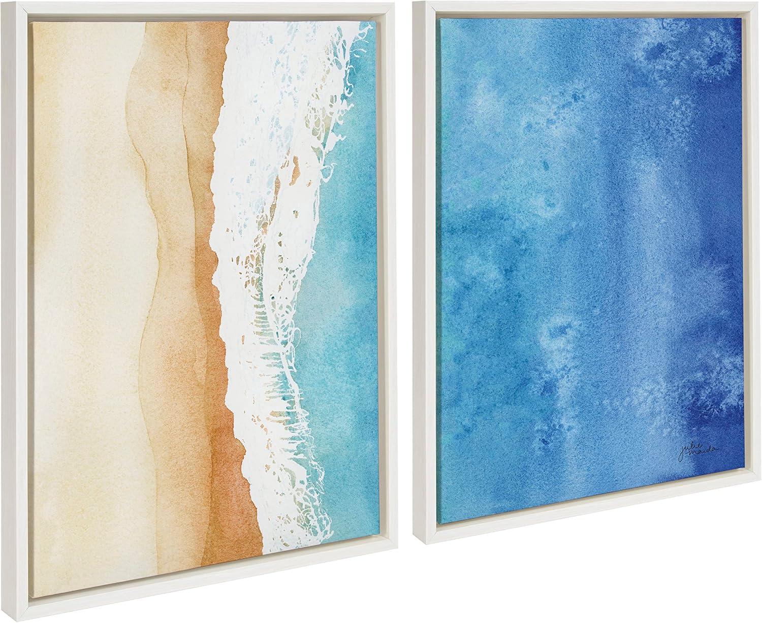 Kate and Laurel Sylvie Ocean Wake 1 and 2 Framed Canvas by Julie Maida, 2 Piece 18x24, White