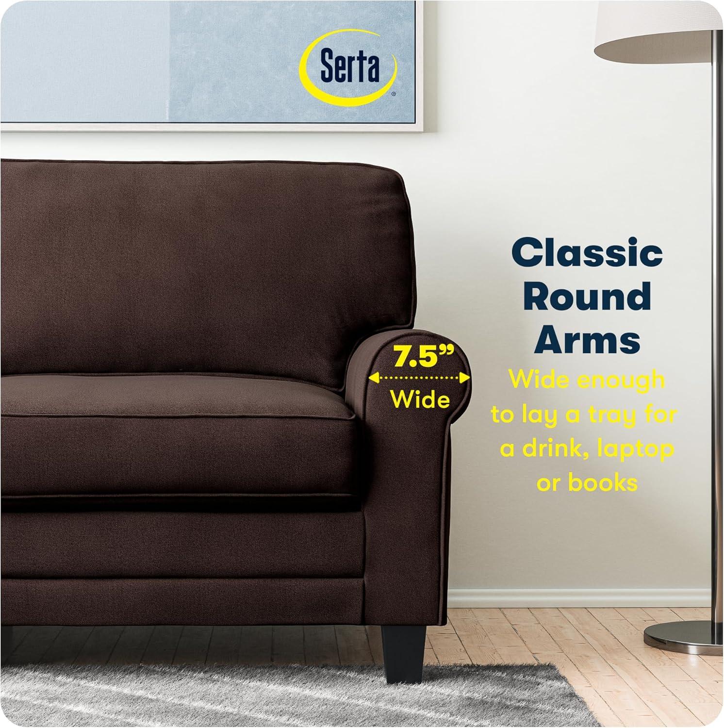 Serta Copenhagen 61" Rolled Arm Sofa, Easy Care Fabric, Soft Pillow Back, Pocket Coil Seat Cushions