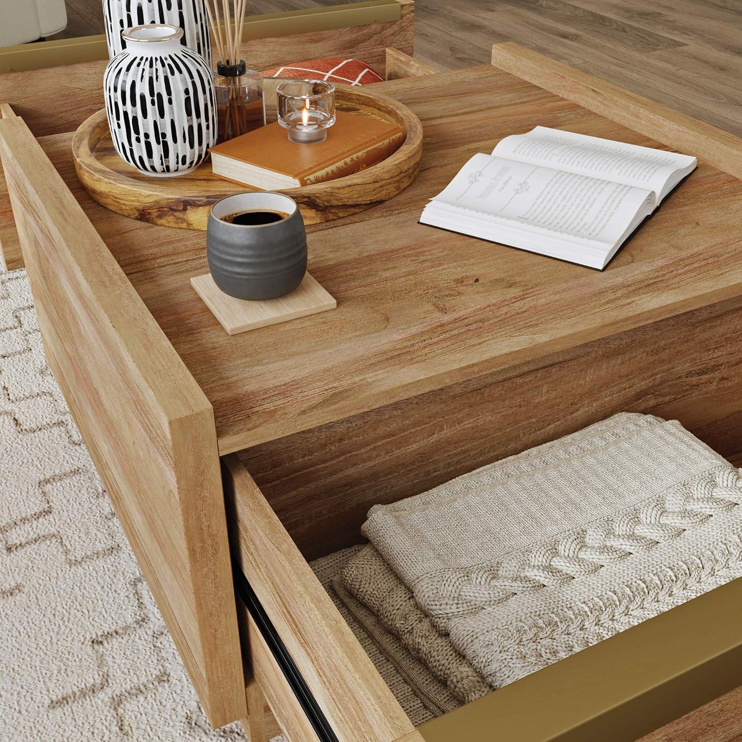 Manhattan Gate Coffee Table with Storage Sindoori Mango - Sauder: Modern Style, 2 Drawers, Lightweight Construction