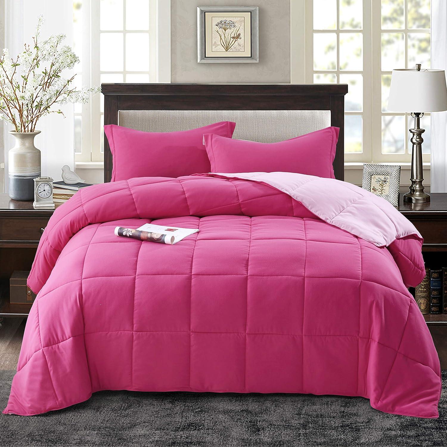 Homechoice International Group 3pc Comforter Set - All Season Reversible Down Alternative Comforter with Two Shams - Breathable, Soft, Fluffy