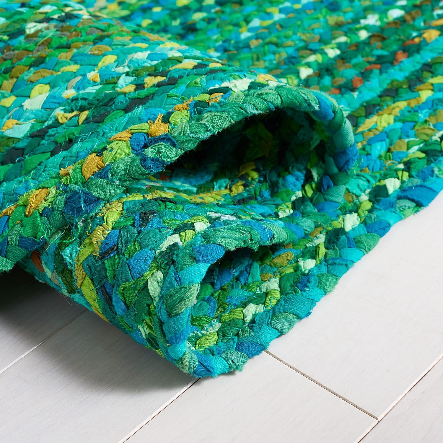 Braided BRD452 Hand Woven Indoor Area Rug - Green - 4'x6' Oval - Safavieh